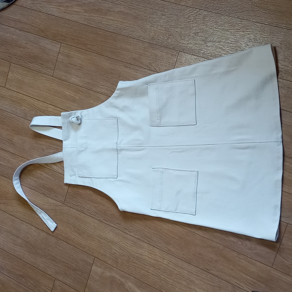 One of a kind, handmade recycled denim pinafore, size small